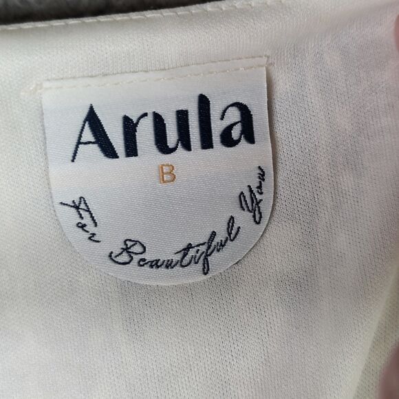 Arula Boho Lace Blouse 2X Cream NWT Scalloped Romantic Ruched Tie Sheer Sleeve - Picture 3 of 16